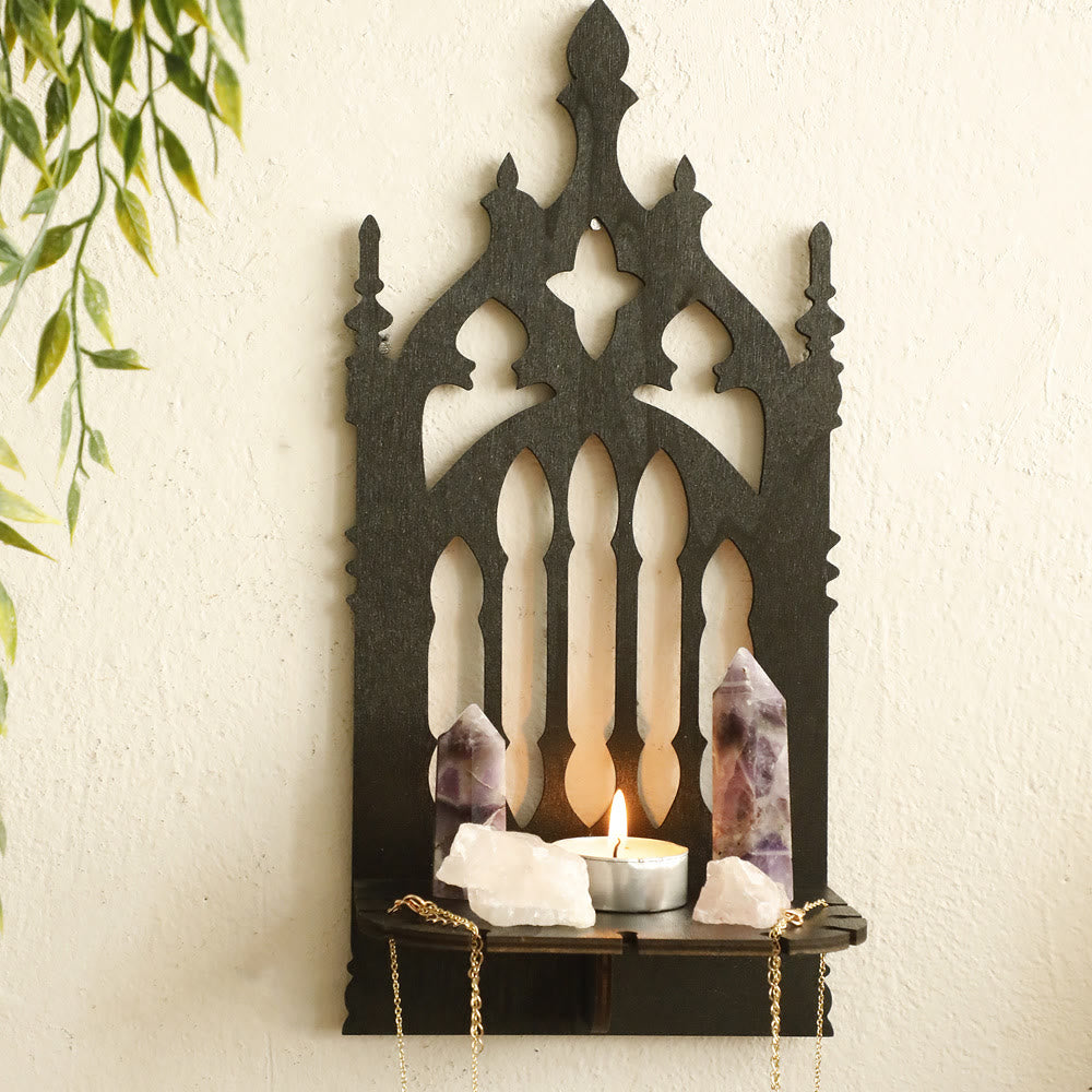 Olivenorma Wooden Gothic Throne Crystal Shelf - Gothic Throne - image 0