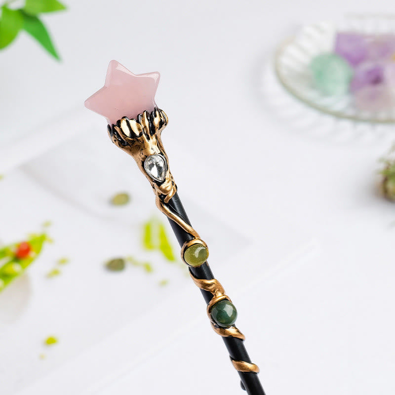 Olivenorma Natural Gemstone Heart Star Magic Crystal Wands - Rose Quartz-Star Style - image 37