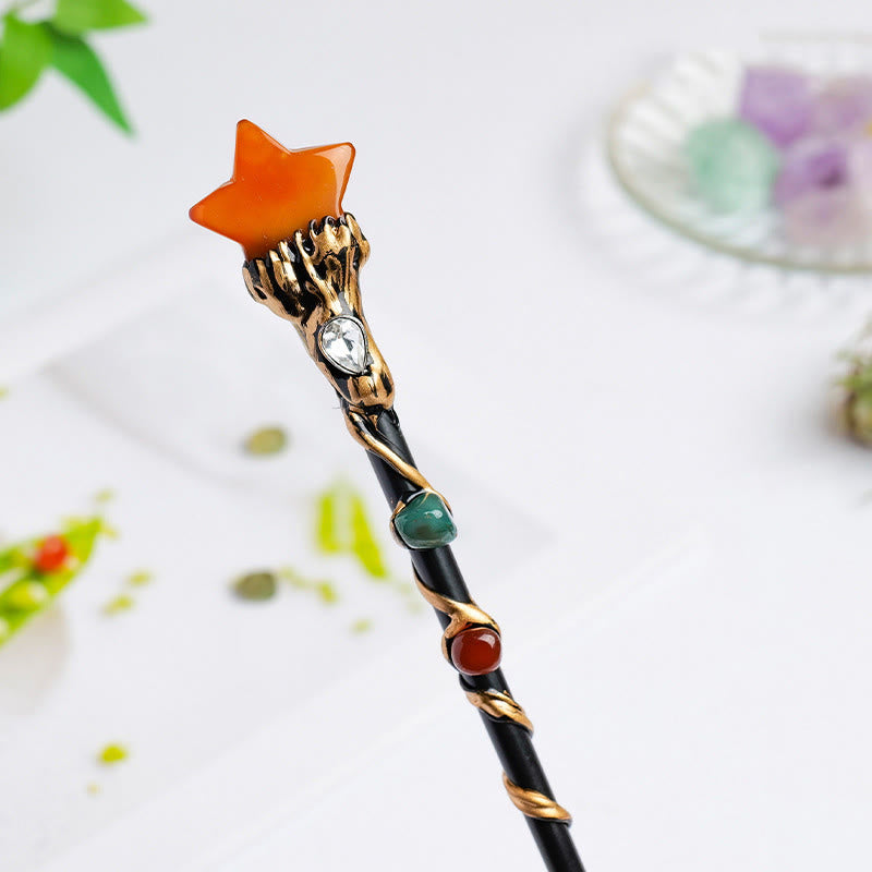 Olivenorma Natural Gemstone Heart Star Magic Crystal Wands - Red Agate-Star Style - image 45