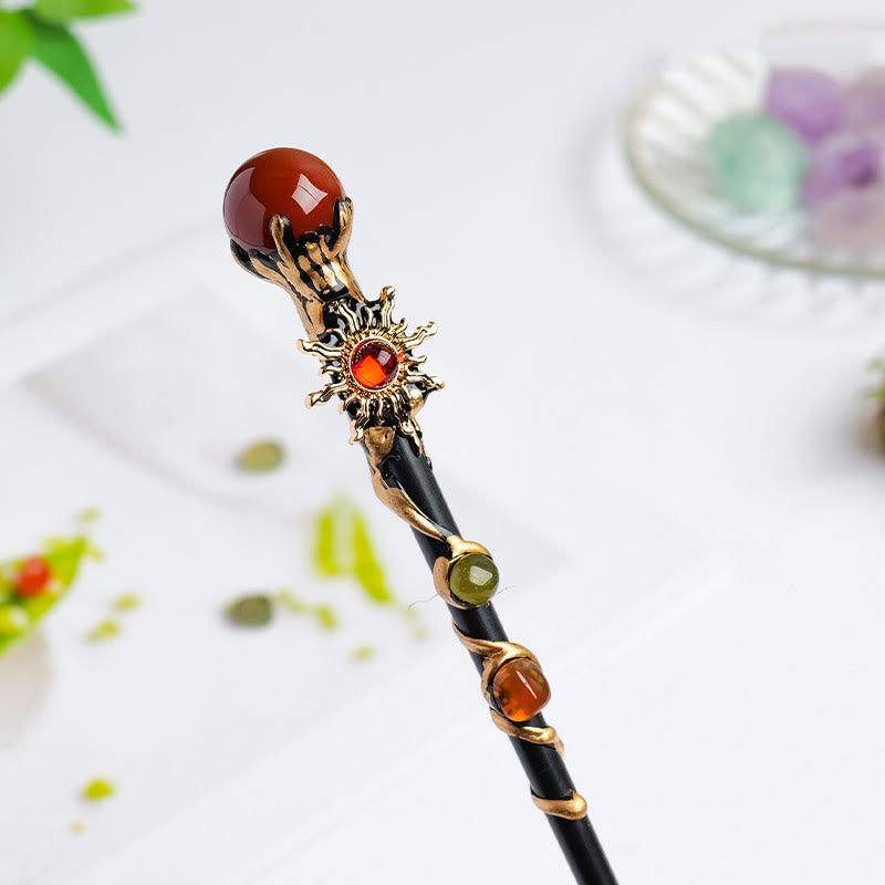 Olivenorma Natural Gemstone Heart Star Magic Crystal Wands - Red Agate-Crystal Ball - image 25