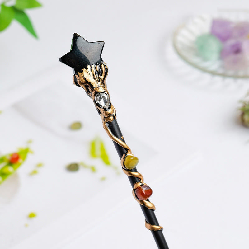 Olivenorma Natural Gemstone Heart Star Magic Crystal Wands - Obsidian-Star Style - image 39