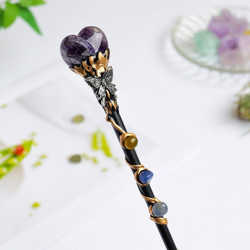 Olivenorma Natural Gemstone Heart Star Magic Crystal Wands - Amethyst-Love Heart Style - image 9