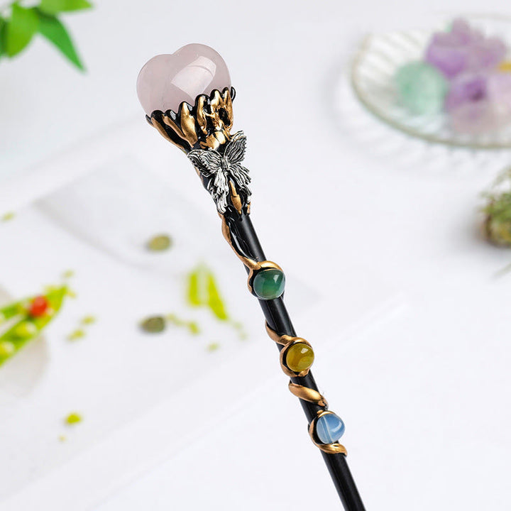 Olivenorma Natural Gemstone Heart Star Magic Crystal Wands - Rose Quartz-Love Heart Style - image 1