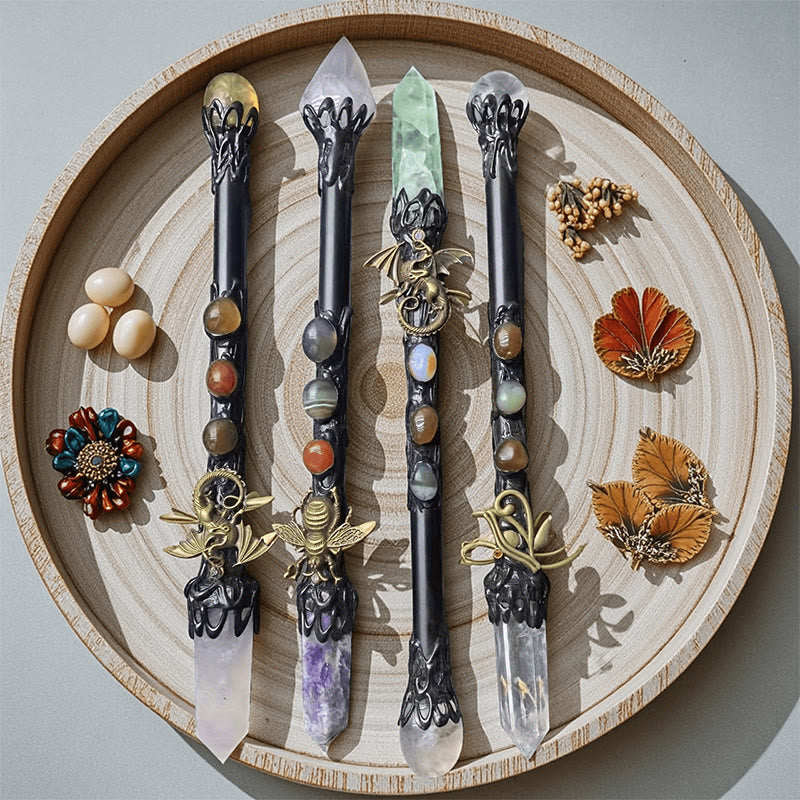 Olivenorma Natural Gemstone Single Point Hexagonal Column Magic Crystal Wands - image 1