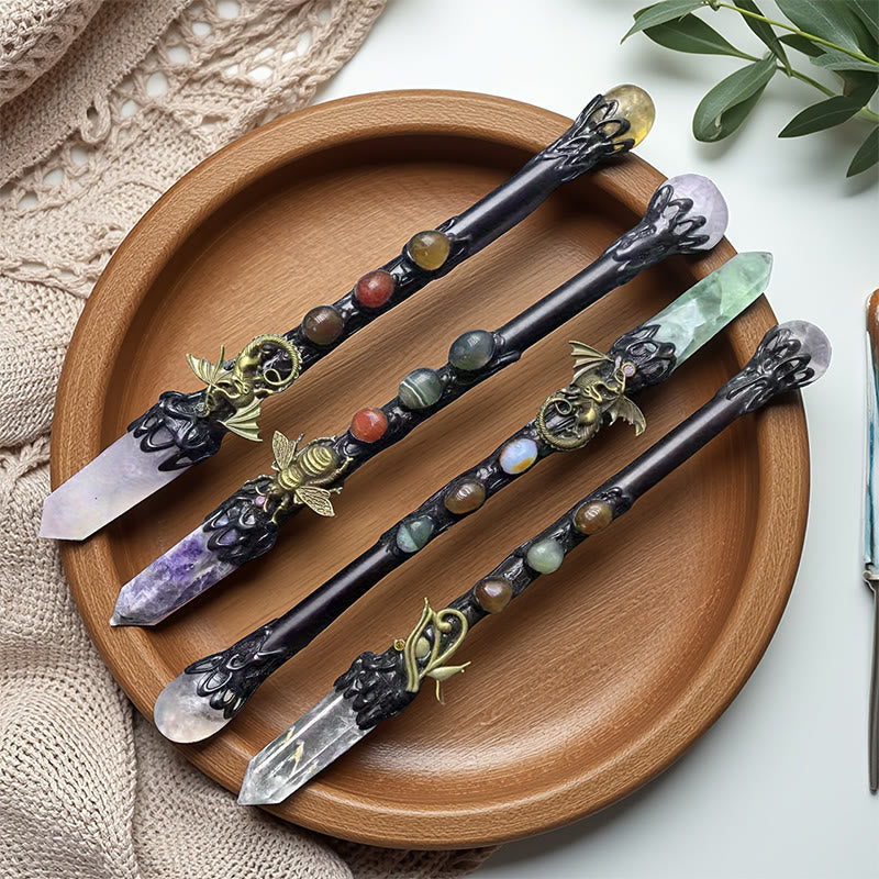 Olivenorma Natural Gemstone Single Point Hexagonal Column Magic Crystal Wands - image 0