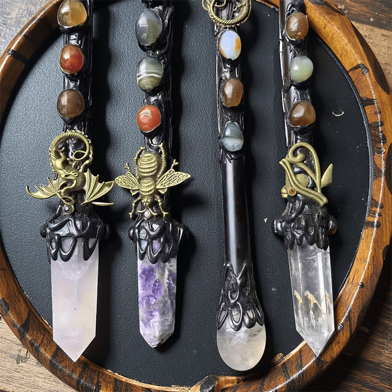 Olivenorma Natural Gemstone Single Point Hexagonal Column Magic Crystal Wands - image 3