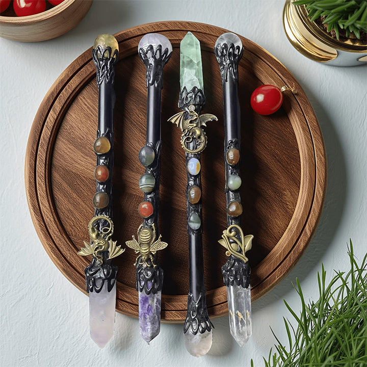 Olivenorma Natural Gemstone Single Point Hexagonal Column Magic Crystal Wands - Fluorite - image 4