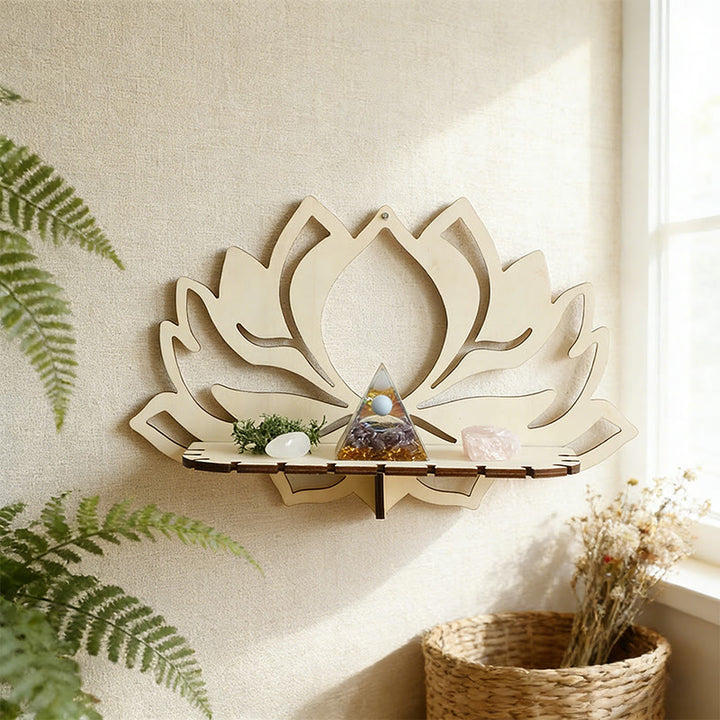 Olivenorma Wooden Stylish Lotus Crystal Shelf - Lotus - image 0