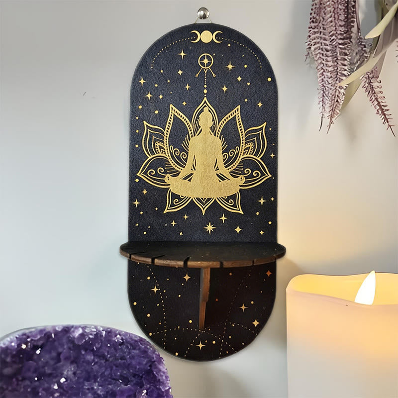 Olivenorma Wooden Boho Black oval-shaped Crystal Shelf - 1 - image 0