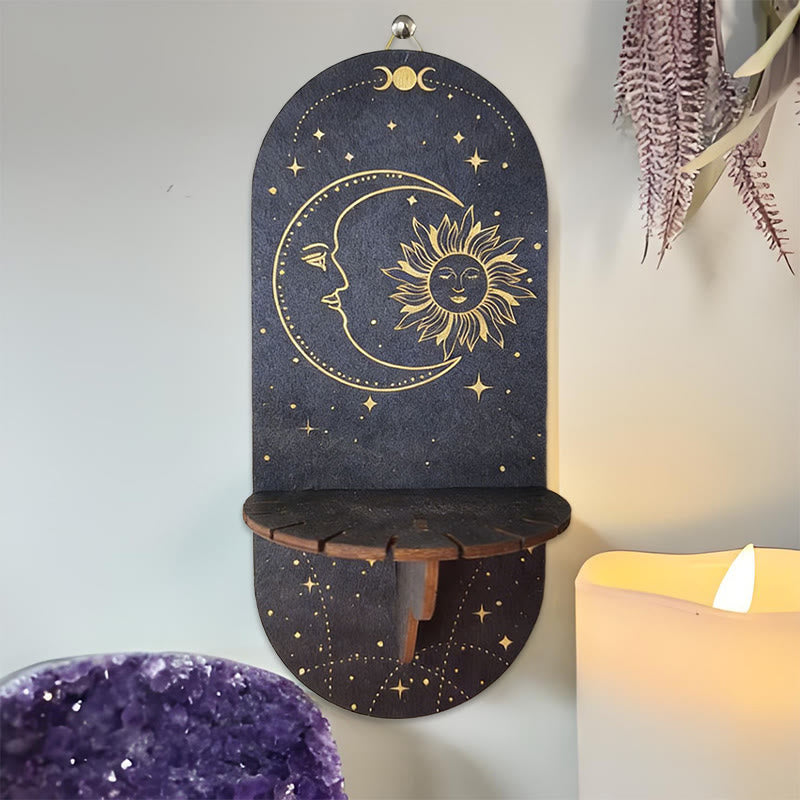Olivenorma Wooden Boho Black oval-shaped Crystal Shelf - 14 - image 13