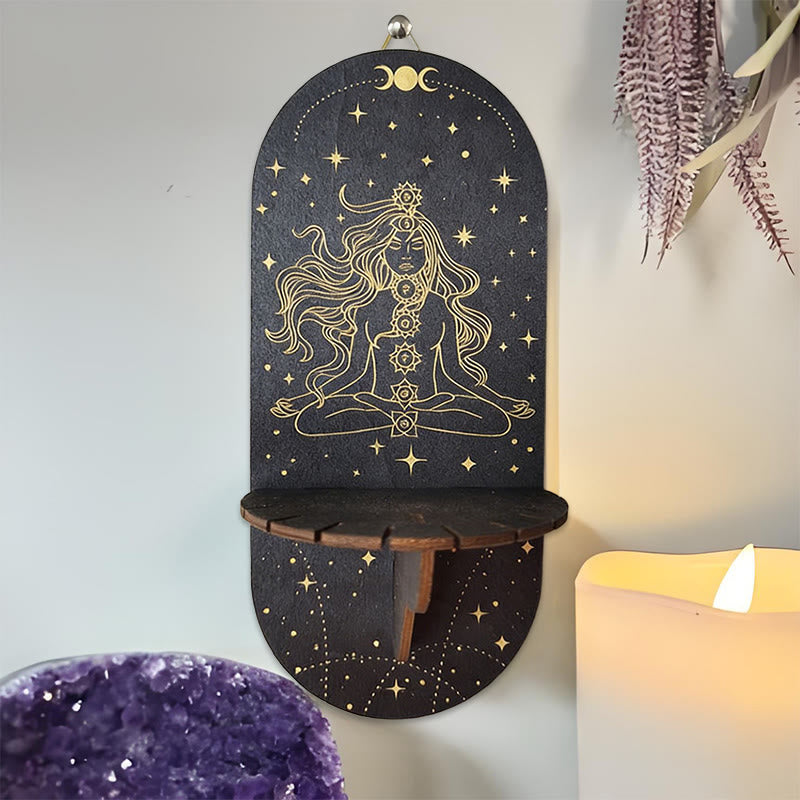 Olivenorma Wooden Boho Black oval-shaped Crystal Shelf - 7 - image 6