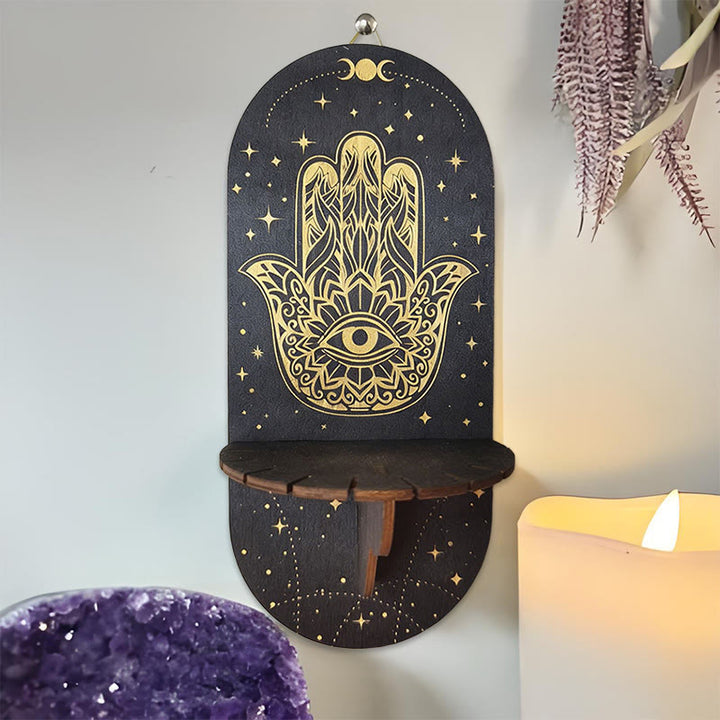 Olivenorma Wooden Boho Black oval-shaped Crystal Shelf - 6 - image 5
