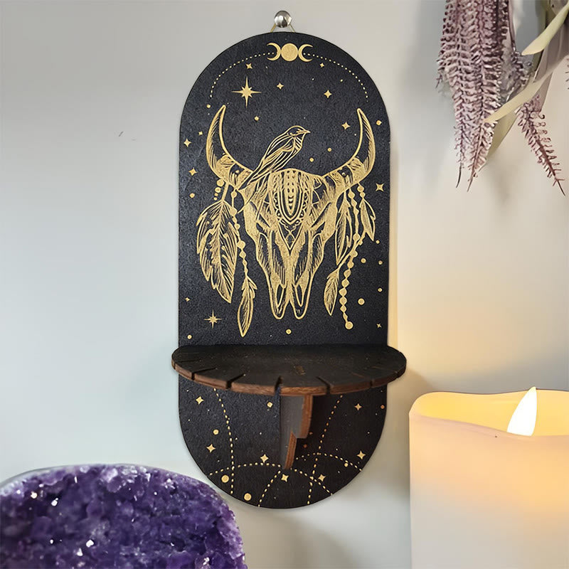 Olivenorma Wooden Boho Black oval-shaped Crystal Shelf - 12 - image 11