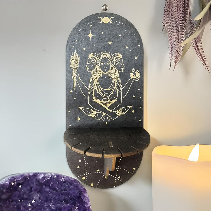 Olivenorma Wooden Boho Black oval-shaped Crystal Shelf - 11 - image 10