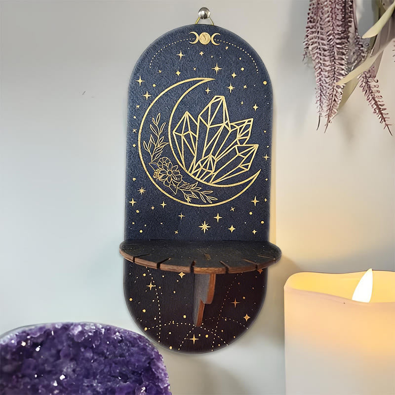 Olivenorma Wooden Boho Black oval-shaped Crystal Shelf - 2 - image 1