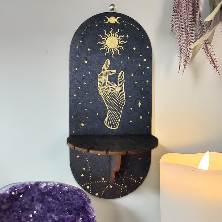 Olivenorma Wooden Boho Black oval-shaped Crystal Shelf - 10 - image 9