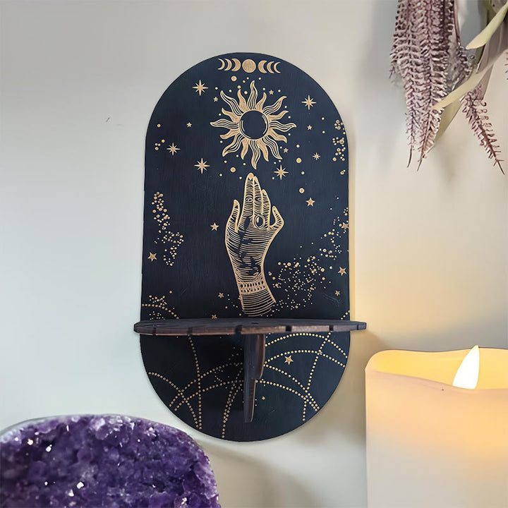 Olivenorma Wooden Boho Black oval-shaped Crystal Shelf - 16 - image 15
