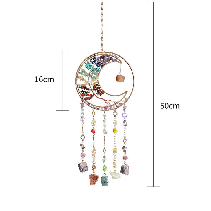 Olivenorma Colorful Crystal Chips Tree of Life Moon Suncatcher Wind Chime - image 15