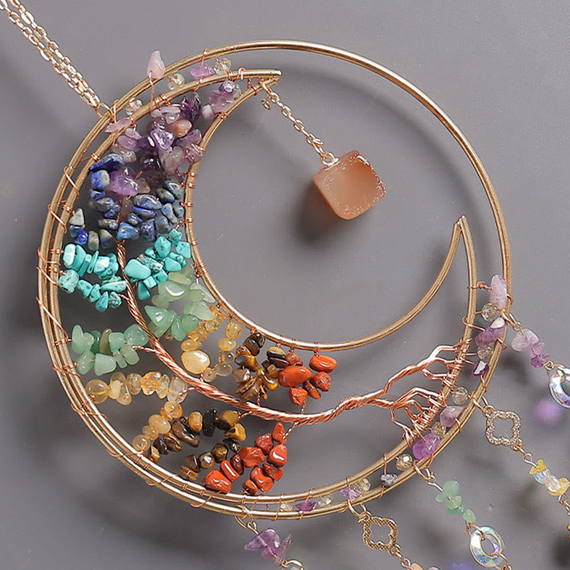 Olivenorma Colorful Crystal Chips Tree of Life Moon Suncatcher Wind Chime - image 12