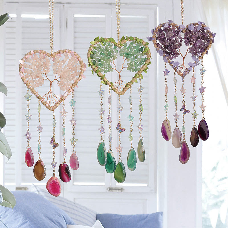 Olivenorma Crystal Chips Agate Tree of Life Suncatcher Hanging Wind Chime - image 0