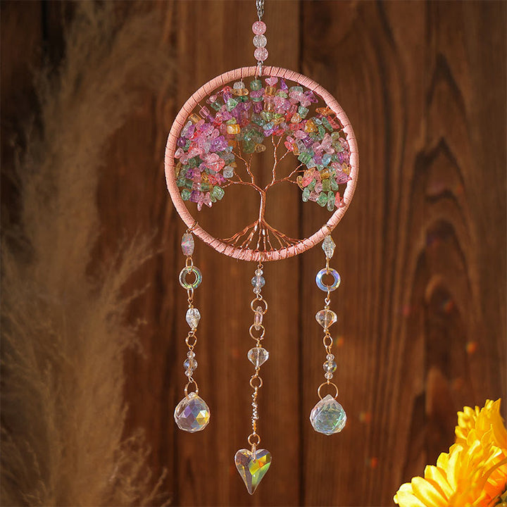 Olivenorma Handmade Crystal Chips Tree of Life Suncatcher Wind Chime - Tourmaline - image 3