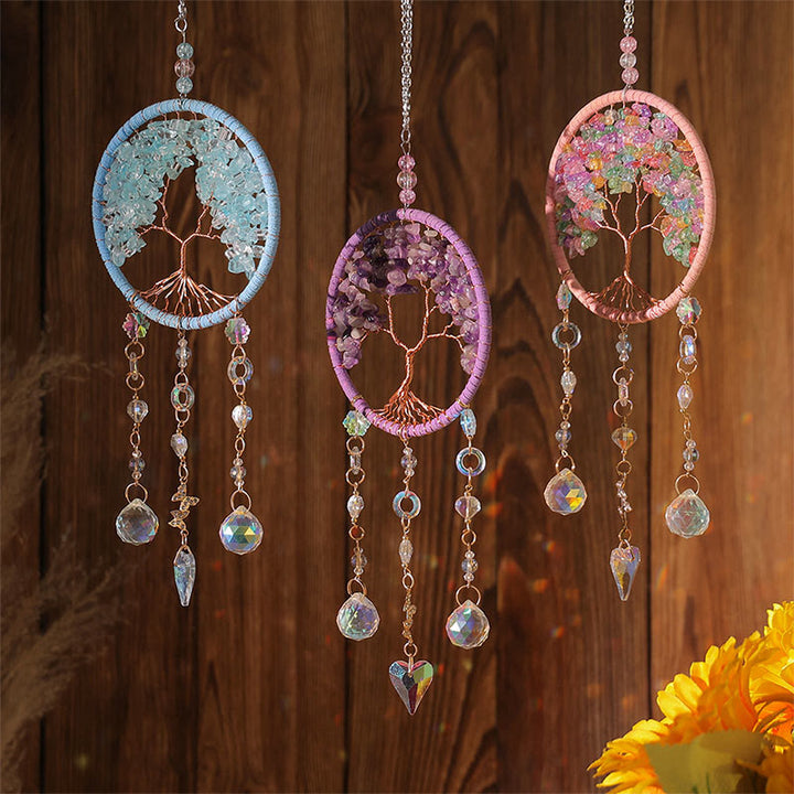 Olivenorma Handmade Crystal Chips Tree of Life Suncatcher Wind Chime - image 10