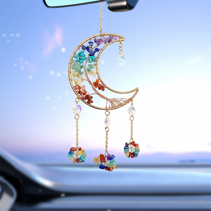Olivenorma Chakra Rainbow Moon Crystal Suncatcher Wind Chime - image 5