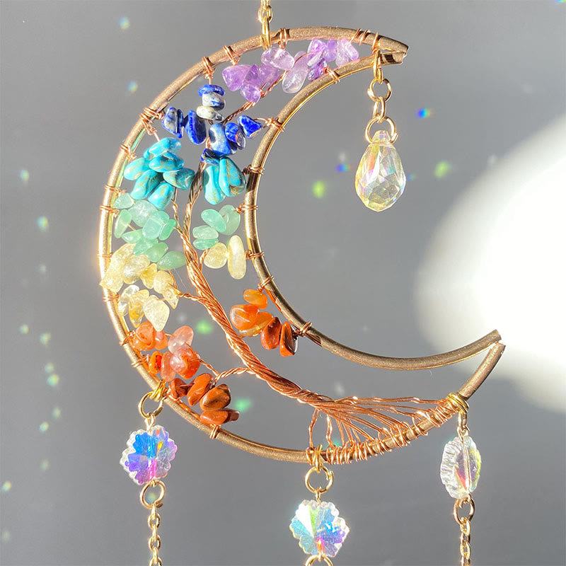Olivenorma Chakra Rainbow Moon Crystal Suncatcher Wind Chime - image 2