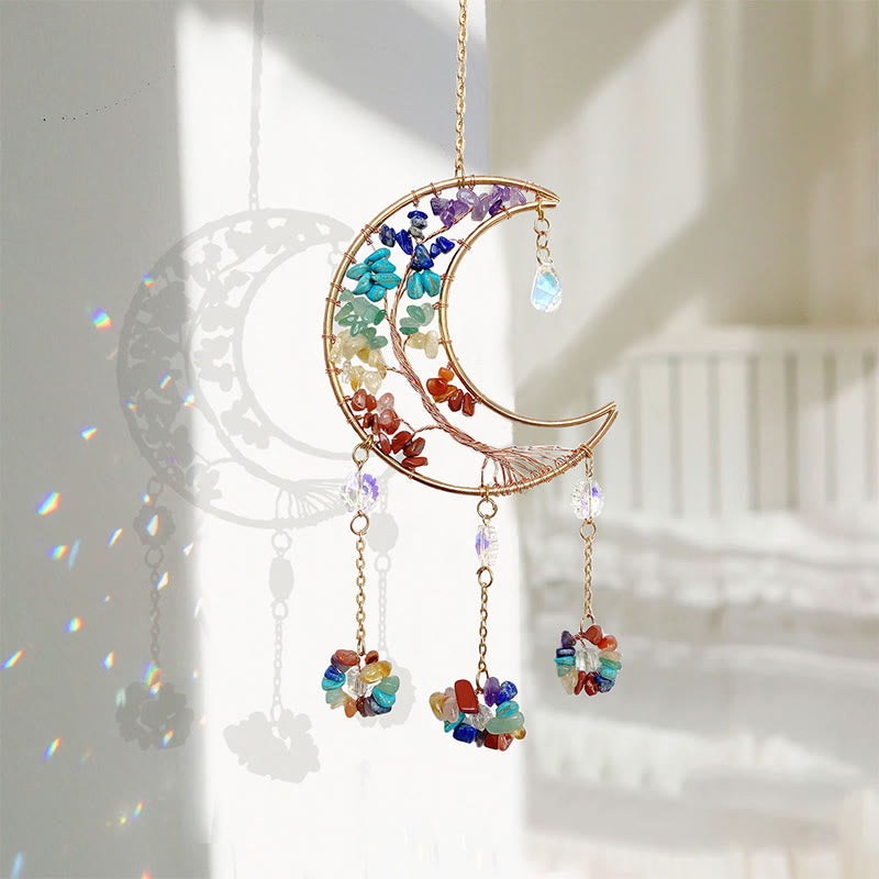Olivenorma Chakra Rainbow Moon Crystal Suncatcher Wind Chime - image 6