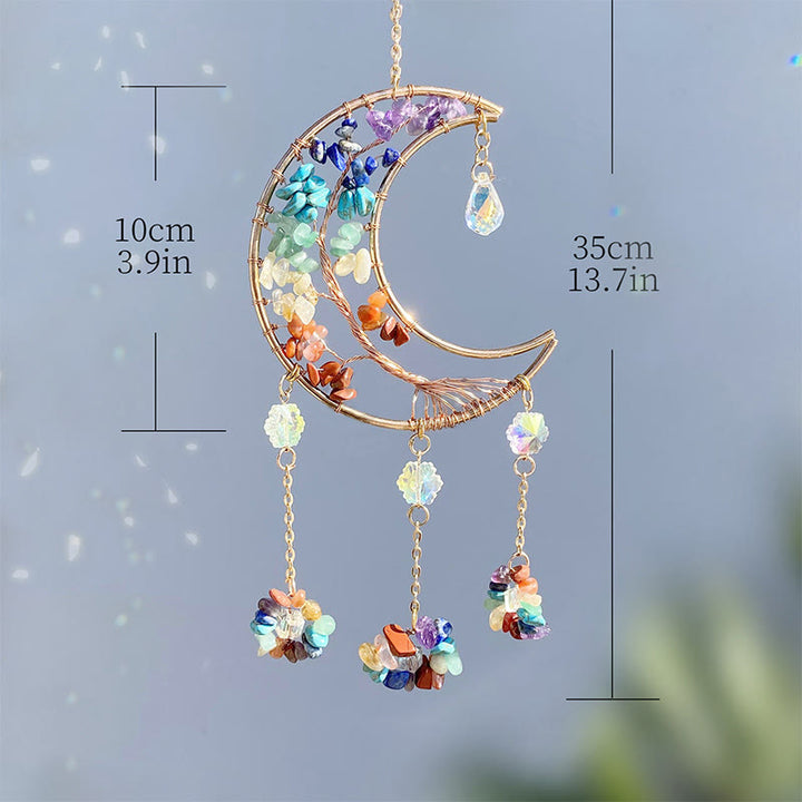 Olivenorma Chakra Rainbow Moon Crystal Suncatcher Wind Chime - image 7