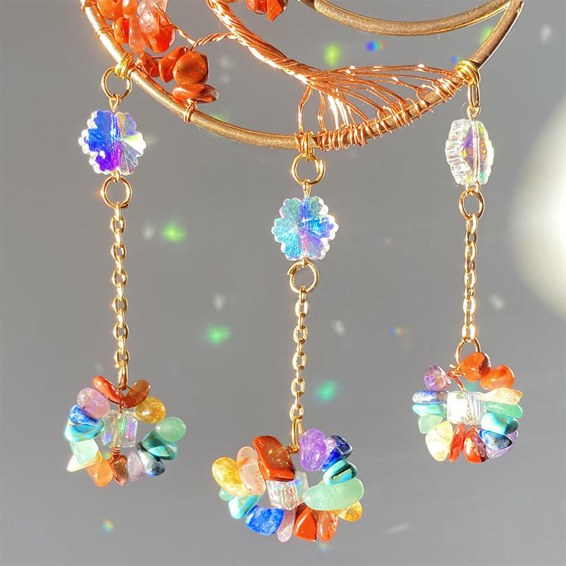 Olivenorma Chakra Rainbow Moon Crystal Suncatcher Wind Chime - image 3