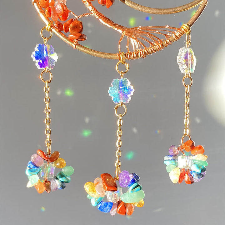 Olivenorma Chakra Rainbow Moon Crystal Suncatcher Wind Chime - image 3