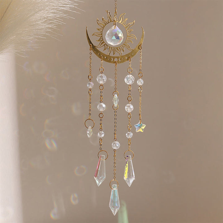 Olivenorma Golden Flame Moon Crystal Eye & Sun Suncatcher Wind Chime - Sun - image 2
