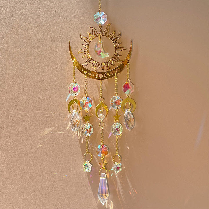 Olivenorma Golden Flame Moon Crystal Eye & Sun Suncatcher Wind Chime - Sun-Moon Crystal - image 6