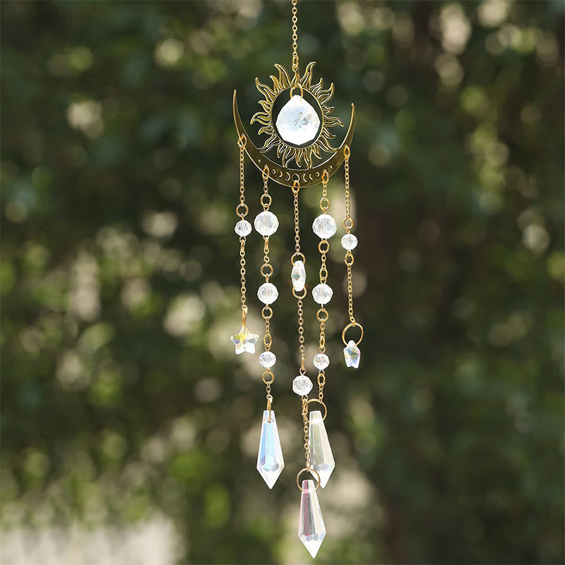 Olivenorma Golden Flame Moon Crystal Eye & Sun Suncatcher Wind Chime - image 1