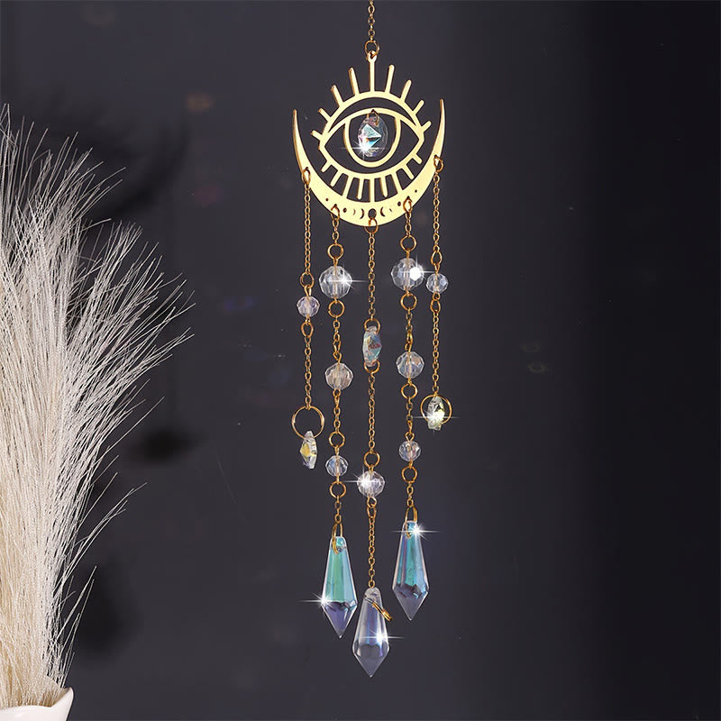 Olivenorma Golden Flame Moon Crystal Eye & Sun Suncatcher Wind Chime - Eye - image 0