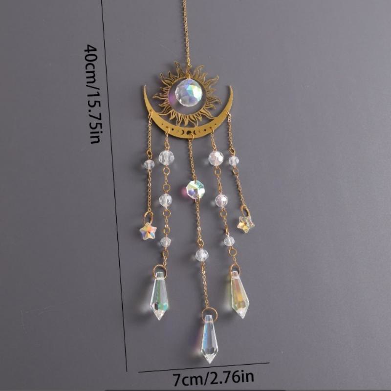 Olivenorma Golden Flame Moon Crystal Eye & Sun Suncatcher Wind Chime - image 3