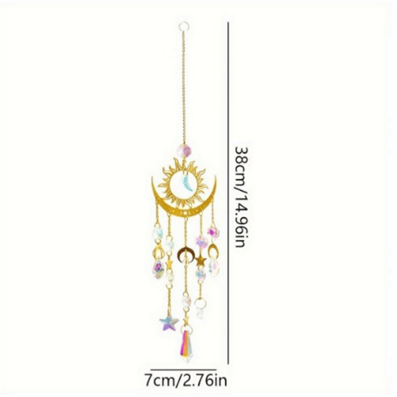 Olivenorma Golden Flame Moon Crystal Eye & Sun Suncatcher Wind Chime - image 7
