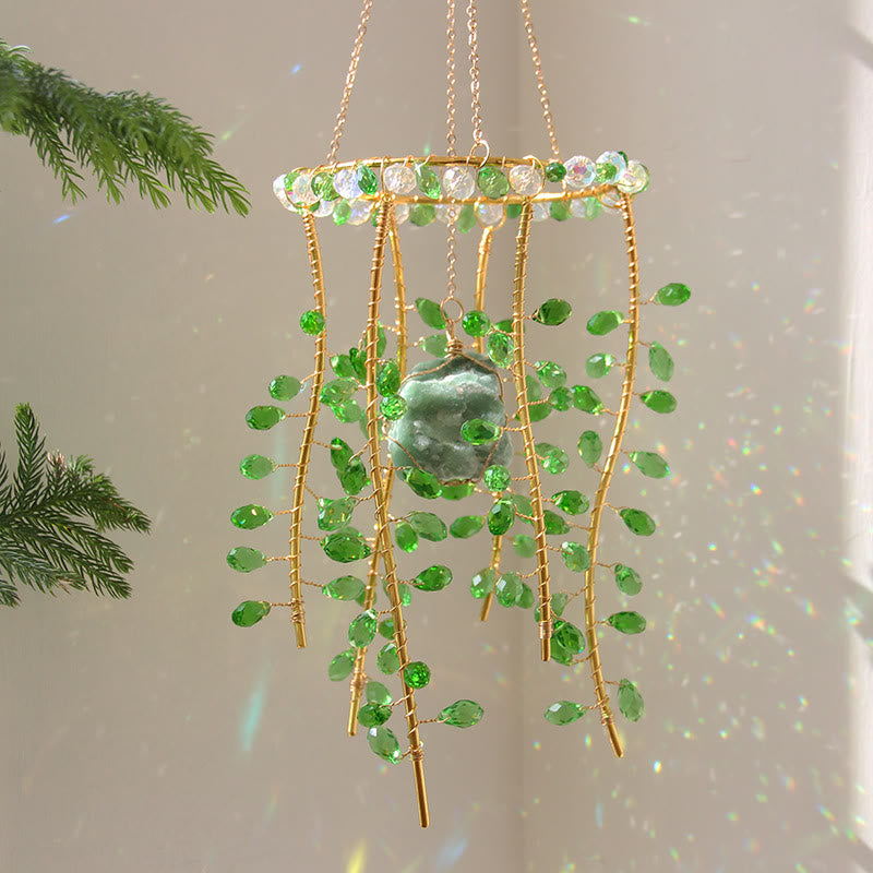 Olivenorma Natural Green Aventurine Willow Branch Suncatcher Wind Chime - Green Aventurine - image 1