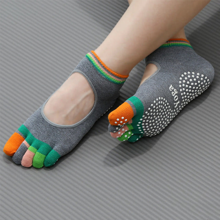 Olivenorma Non-Slip Grip Toe Separation Pilates Workout Socks with Lightweight Breathable Comfort Five-Toe Ankle Yoga Socks - Backless&Gray - 10 Pairs - image 8