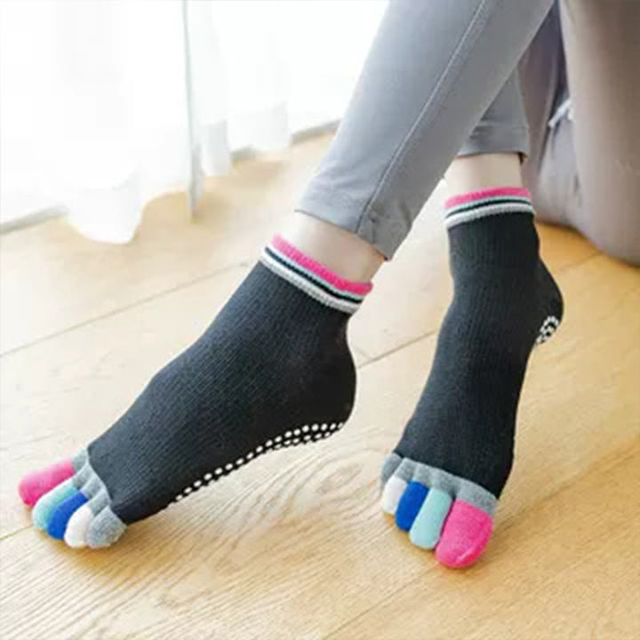 Olivenorma Non-Slip Grip Toe Separation Pilates Workout Socks with Lightweight Breathable Comfort Five-Toe Ankle Yoga Socks - Full Coverage&Black - 10 Pairs - image 7