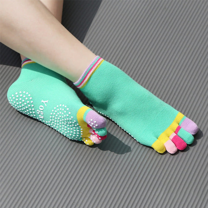 Olivenorma Five-Toe Non-Slip Sports Ankle Yoga Socks - Full Coverage&Green - 2Pairs - image 6