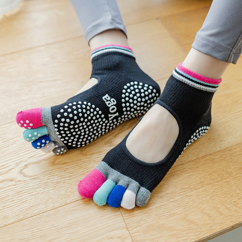 Olivenorma Non-Slip Grip Toe Separation Pilates Workout Socks with Lightweight Breathable Comfort Five-Toe Ankle Yoga Socks - Backless&Black - 10 Pairs - image 15