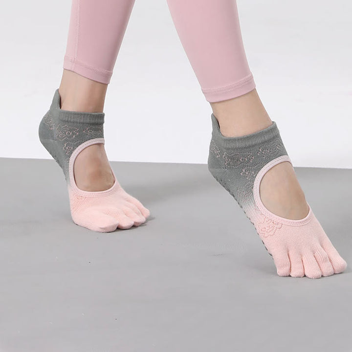 Olivenorma Five-Toe Gradient Colors Backless Ankle Yoga Socks - image 9