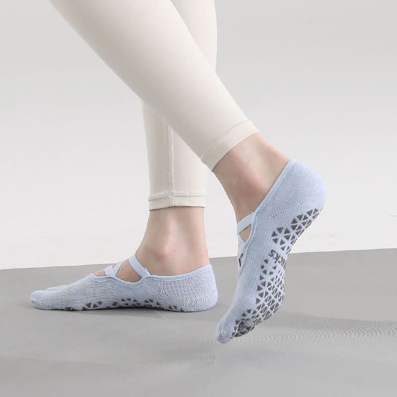 Olivenorma Five-Toe Non-Slip Strap Design Yoga Socks - Sky Blue - 2Pairs - image 7