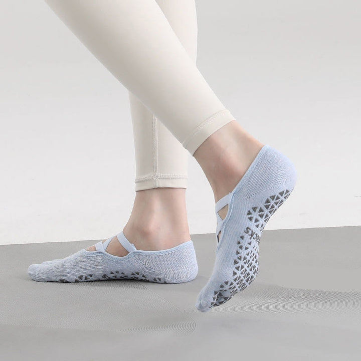 Olivenorma Five-Toe Non-Slip Strap Design Yoga Socks - Sky Blue - 2Pairs - image 7