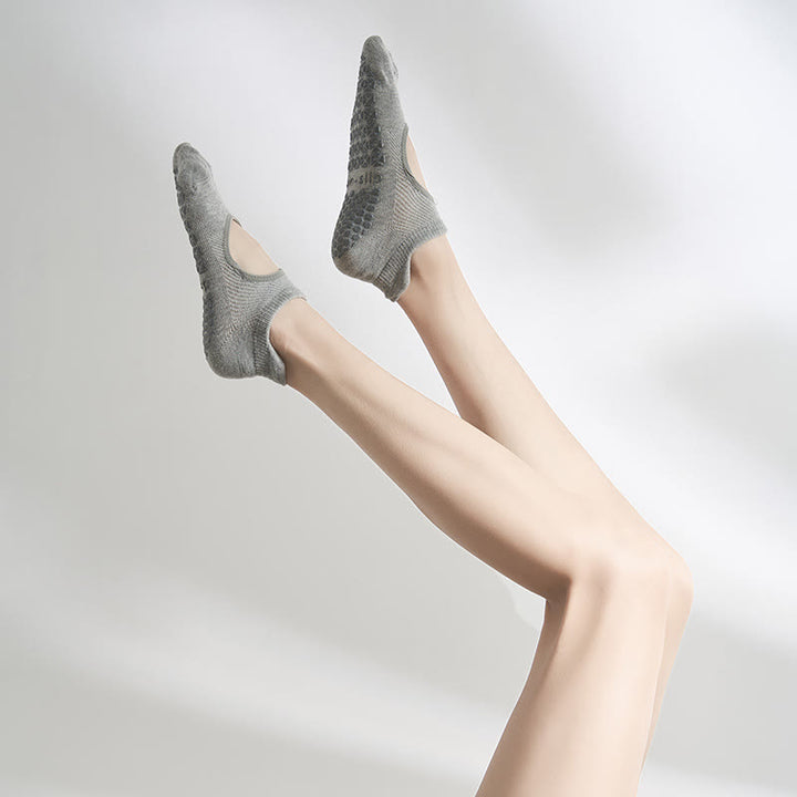 Olivenorma Non-Slip Grip Toe Separation Workout Socks with Breathable Cotton Comfort Backless Five-Toe Sports Yoga Socks - Gray - 10 Pairs - image 3
