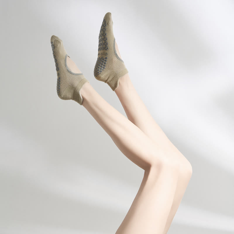 Olivenorma Five-Toe Non-Slip Backless Sports Ankle Yoga Socks - Khaki - 7Pairs(One pair of each color) - image 4