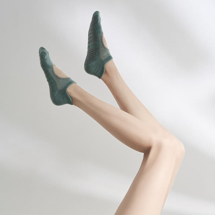 Olivenorma Five-Toe Non-Slip Backless Sports Ankle Yoga Socks - Dark Green - 2Pairs - image 7