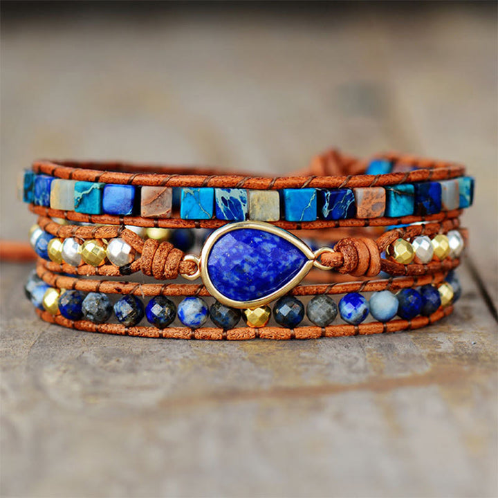 Olivenorma Lapis Lazuli Multi-Layer Braided Leather Bracelet - image 2